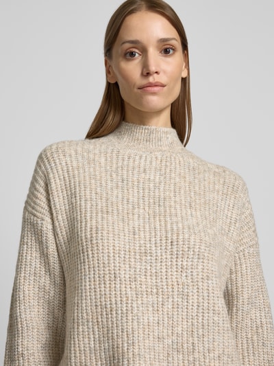 QS Strickpullover mit Stehkragen und Woll-Anteil Beige 3