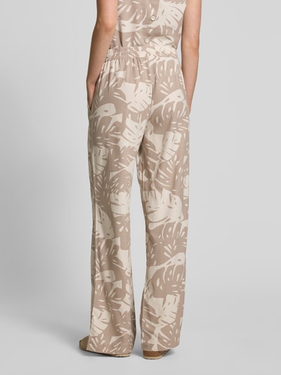 FREE/QUENT Wide leg stoffen broek met tunnelkoord, model 'Lavisco' Taupe - 5