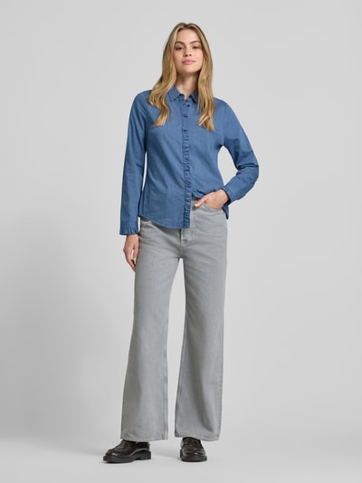 ETERNA Relaxed Fit Hemdbluse mit Rüschenbesatz Marine 1