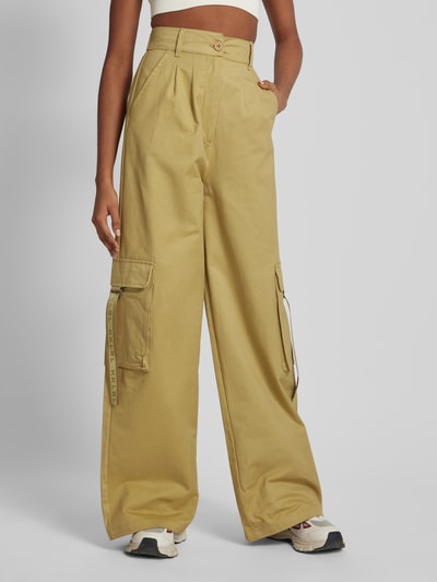 Karo Kauer Cargohose in unifarbenem Design Khaki 4