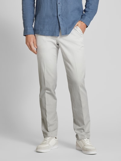 Hiltl Slim fit broek met persplooien, model 'Porter' Lichtgrijs - 4