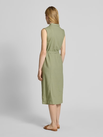 ICHI Hemdblusenkleid aus Leinen-Viskose-Mix mit Bindegürtel Schilf 5