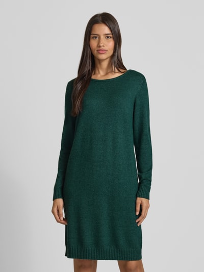 Vila Knielange jurk met ronde hals, model 'RIL' Flessengroen - 4