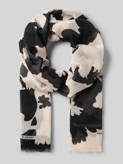 COMMA Sjaal met franjes in een all-over look Marineblauw - 1