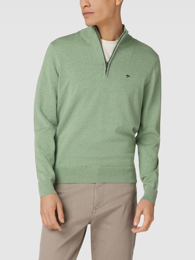 Fynch-Hatton Strickpullover mit Label-Stitching Modell 'Troyer' Grün 4