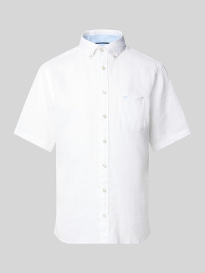 Fynch-Hatton Regular Fit Leinenhemd mit Button-Down-Kragen Weiss 2