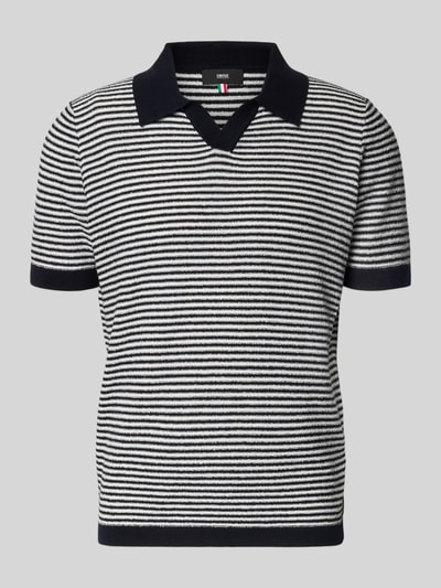 Produktfoto, Regular Fit Poloshirt mit V-Ausschnitt Modell 'RIANO' von CINQUE, Herren Poloshirt aus Baumwoll-Mix, gestreift, Vorderansicht