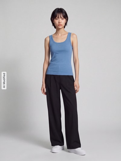 HUGO Top z wyhaftowanym logo model 'Datamia' Jasnoniebieski 1
