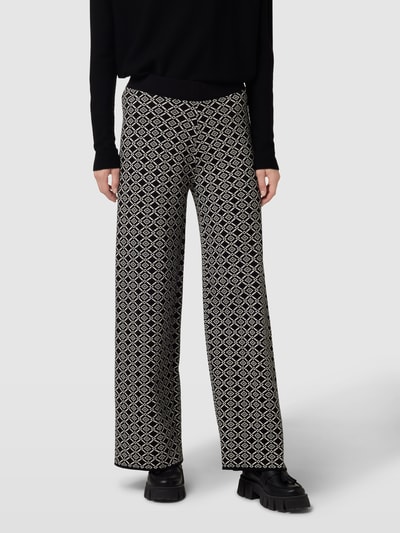 Milano Italy Wide leg stoffen broek met all-over motief Zwart - 4