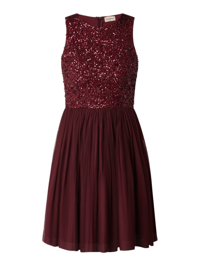 LACE & BEADS Cocktailkleid aus Tüll mit Pailletten Modell 'Kahlo' Bordeaux Rot 2