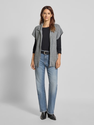 ICHI Kurtka z dzianiny o kroju relaxed fit z krótkim rękawem model ‘Ducie’ Średnioszary 1