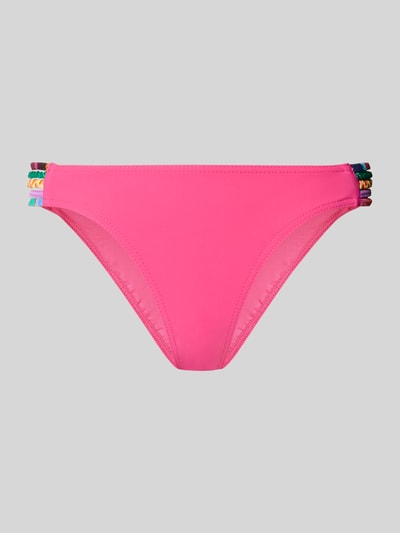 Produktfoto, Slim Fit Bikini-Hose mit Zierbesatz Modell 'ONYTA' von Banana Moon, elastischer Material-Mix in Pink, glatte Textur