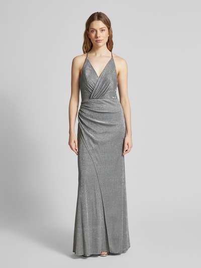 Luxuar Abendkleid mit Raffungen Silber 4