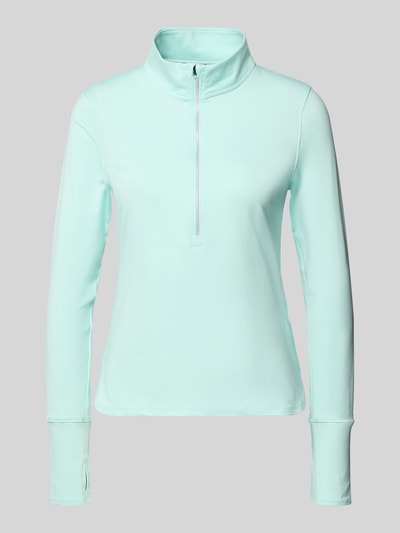 Produktfoto, Longsleeve mit Stehkragen und Reißverschluss von Under Armour in Mintgrün, glatte Textur, Regular Fit, Stretch-Material-Mix