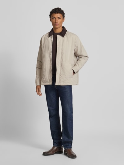 BOSS Orange Regular Fit Jacke mit Cord-Kragen Modell 'LEIDON-ZIP_M' Sand 1
