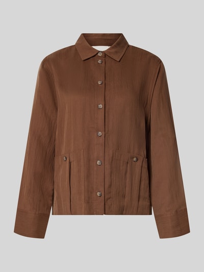 Produktfoto, Jacke mit Knopfleiste und aufgesetzten Taschen von Fynch-Hatton, braun, Mieszanka lyocellu z dodatkiem wiskozy, krój regular fit, wykładany kołnierz, listwa guzikowa, nakładane kieszenie, Długość tyłu w rozmiarze 36: 58 cm, Szerokość w rozmiarze 36: 54 cm, Długość rękawów w rozmiarze 36: 58 cm