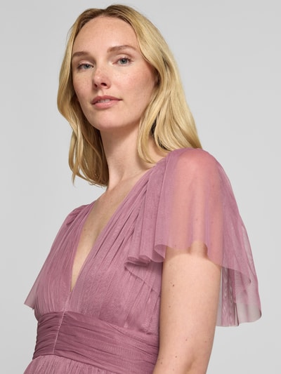 LACE & BEADS Cocktailkleid im Stufen-Look mit V-Ausschnitt Rose 3