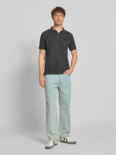 Superdry Regular fit poloshirt met labelstitching Zwart - 1