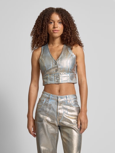 Levi's® Cropped Jeanstop in metallic Modell 'MONA' Metallic Blue 4