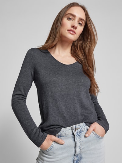 Tom Tailor Gebreide pullover met V-hals Antraciet - 3