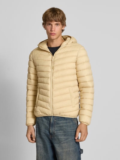 REVIEW Kurtka pikowana z kapturem Beżowy 4