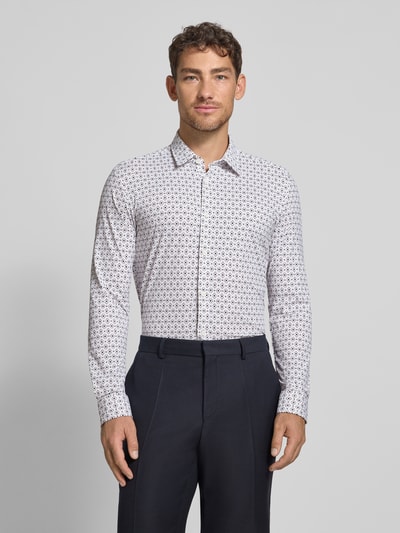 BOSS Slim Fit Business Hemd mit Allover-Muster Modell 'P-ROAN' Weiss 4
