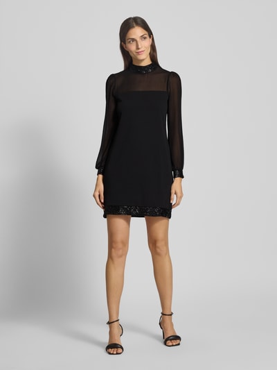 Apricot Semitransparentes Minikleid mit Pailletten Dunkelgruen 1