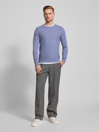 s.Oliver RED LABEL Regular Fit Strickpullover aus reiner Baumwolle mit Strukturmix Lavender 1