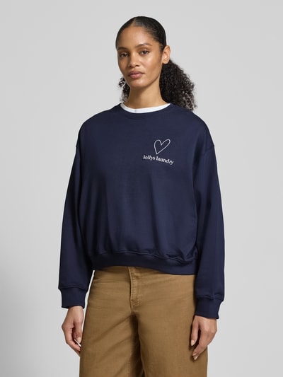 LOLLYS LAUNDRY Bluza o kroju oversized z wyhaftowanym logo model ‘Sydney’ Granatowy 4