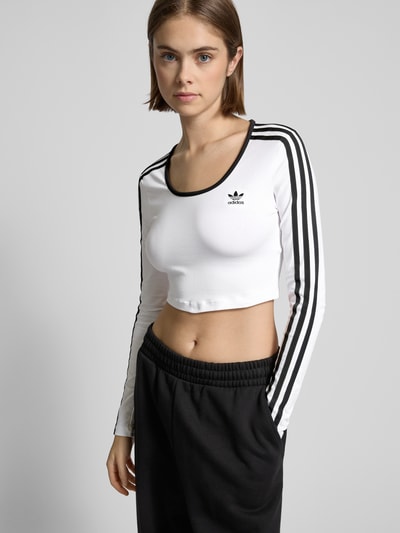 adidas Originals Cropped Longsleeve mit Label-Stitching Weiss 3