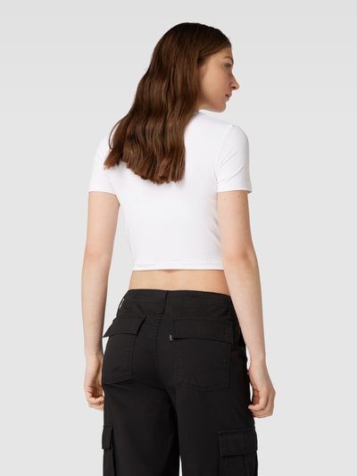 Calvin Klein Jeans Cropped T-Shirt mit Label-Stitching Weiss 5