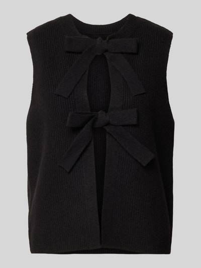 Pieces Regular Fit Strickweste mit Bindeverschluss Modell 'SILLY' Black 2