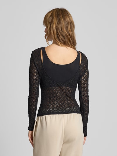 Only Slim fit shirt met lange mouwen van katoenmix, model 'ANGILA' Zwart - 5