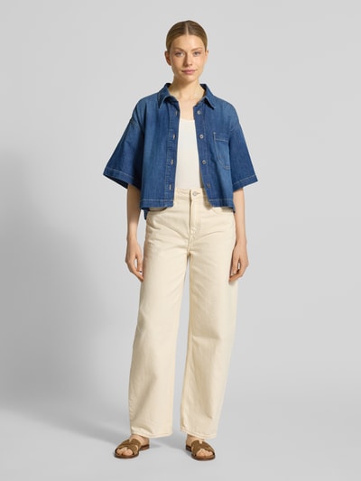 Raffaello Rossi Boxy Fit Jeansbluse mit Brusttasche Modell 'ZURI' Dunkelblau 1