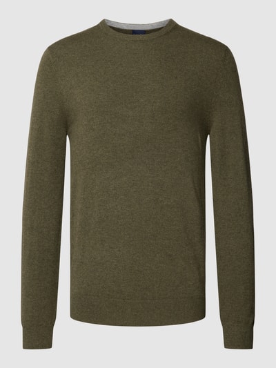 Christian Berg Men Pullover mit Woll-Anteil in unifarbenem Design Khaki Melange 2