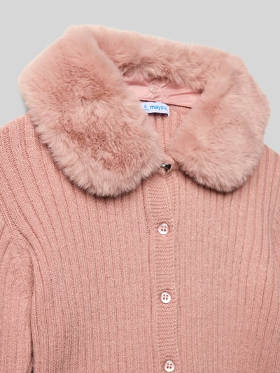 Mayoral Strickjacke mit Kunstfellbesatz Rosa 2