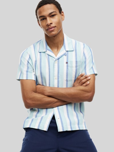 Tommy Hilfiger Regular Fit Kurzarmhemd aus reiner Baumwolle Aqua 3