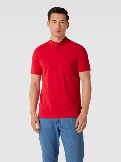 Tommy Hilfiger Poloshirt mit Label-Kontraststreifen Modell 'MAO COLLAR LOGO' Rot 4