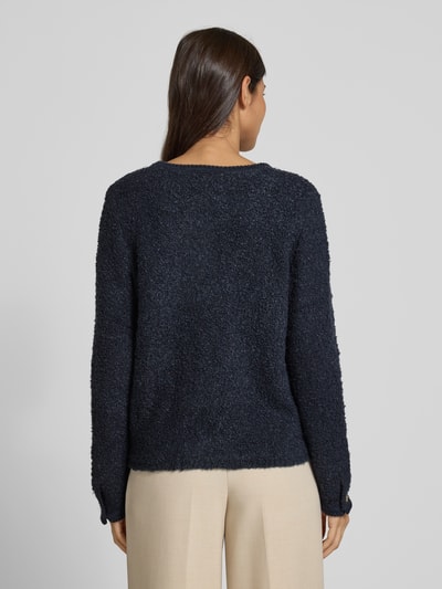 ICHI Gebreid jack met ronde hals, model 'VALMAI' Marineblauw - 5