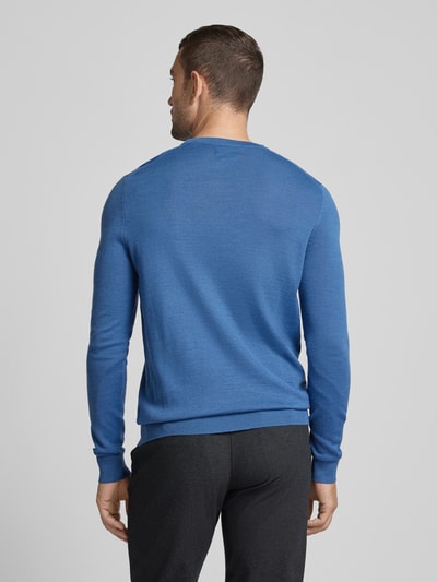 Christian Berg Men Gebreide pullover met ronde hals Jeansblauw gemêleerd - 5