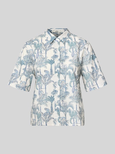 Productfoto, Regular Fit Bluse im Allover-Look Modell 'BEA' van 0039 Italy van zuivere katoen met hemdenkraag, knoopsluiting en korte mouw