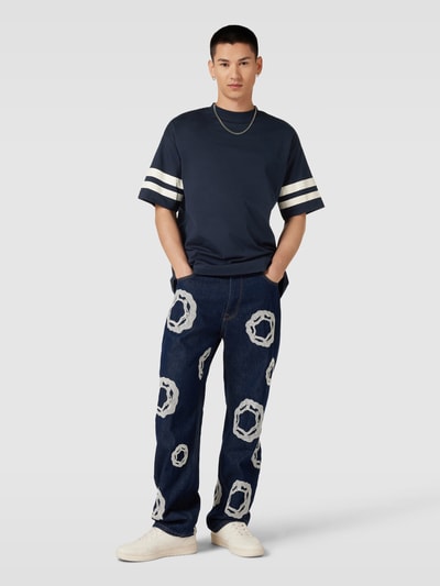 Tom Tailor Denim Oversized T-Shirt mit Kontraststreifen Dunkelblau 1