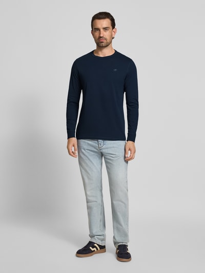 Tom Tailor Regular Fit Langarmshirt aus reiner Baumwolle Marine 1