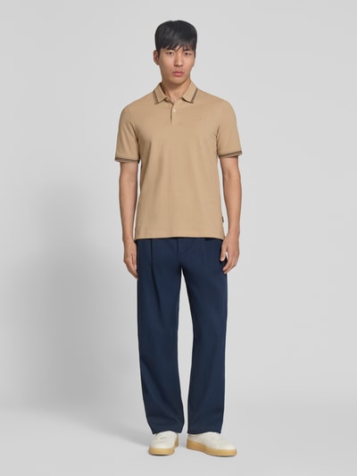 bugatti Regular Fit Poloshirt mit Logo-Stitching Beige 1