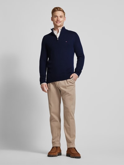 Tommy Hilfiger Wollpullover mit Stehkragen Modell 'LAMBSWOOL' Marine 1