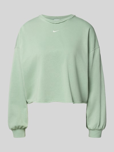 Produktfoto, Relaxed Fit Pullover mit Logo-Stitching Modell 'Chill' von Nike aus Baumwoll-Mix in hellem Grün, Rundhalsausschnitt, elastische Ärmelabschlüsse.