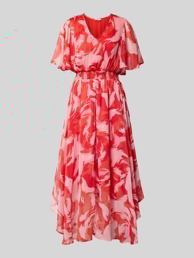 s.Oliver RED LABEL Długa sukienka taliowana ze wzorem na całej powierzchni Czerwony 2