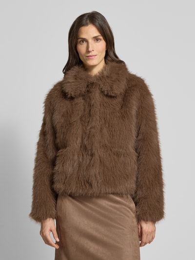 OPUS Kurtka ze sztucznego futra model ‘Hajora’ Średniobrązowy 4