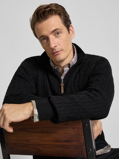 Lindbergh Troyer mit Zopfmuster und Label-Detail Black 3