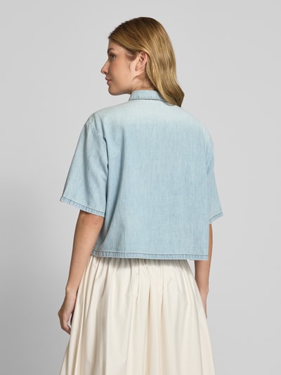 Jake*s Casual Regular Fit Jeansbluse mit 1/2-Arm Hellblau Melange 5
